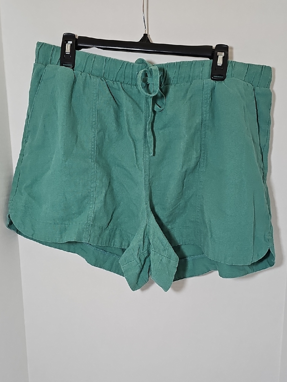 Universal Thread High-Waist Teal Tie-Waist Linen-Blend Shorts